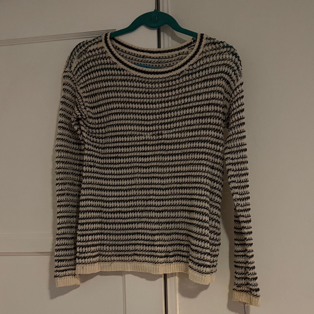 Alice + Olivia Olive Green and Cream Striped Sweater